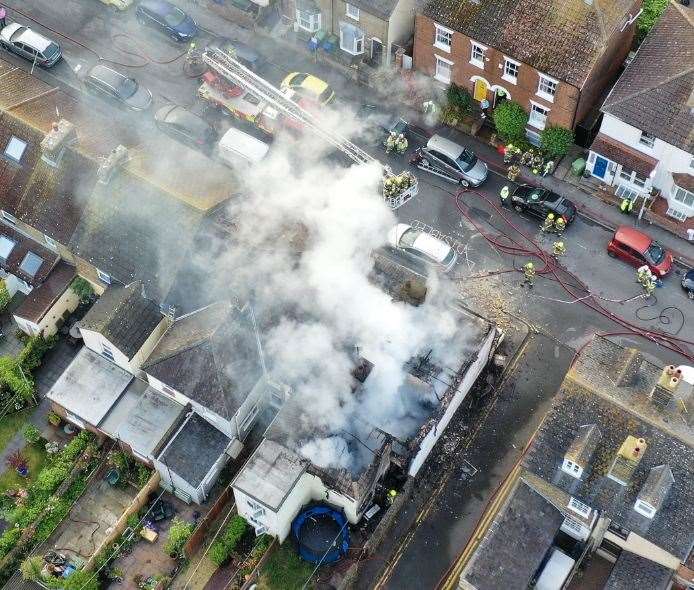 Seven fire engines were called to St Mary's Road in Faversham after a blaze. Picture: UKNIP