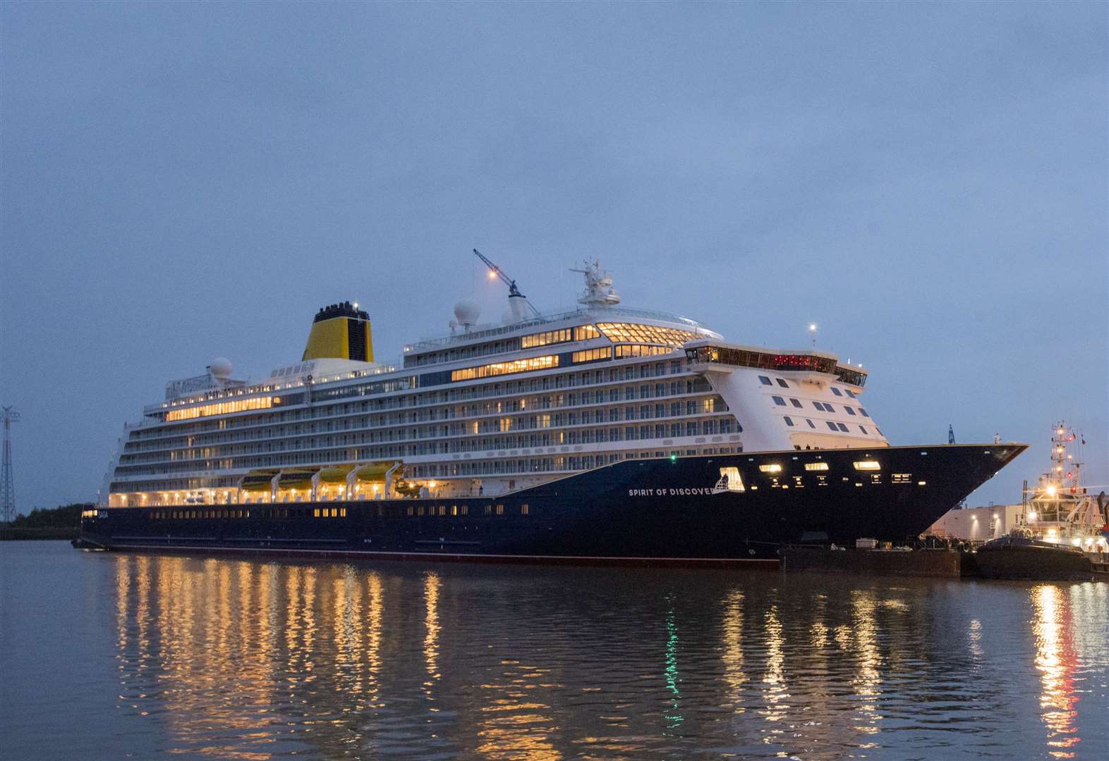 Firework display for first cruise of Spirit of Discovery named in Dover