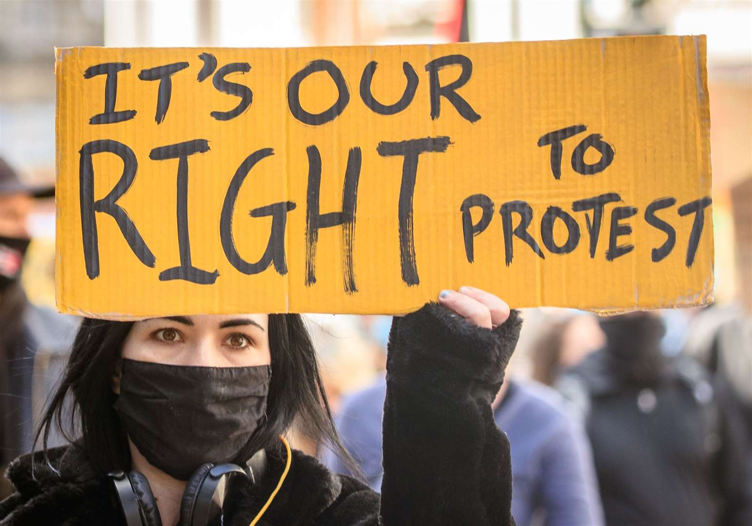 A protester in Liverpool (Danny Lawson/PA)