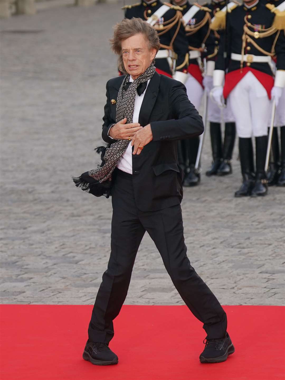 Rolling Stones frontman Sir Mick Jagger attending a state banquet at the Palace of Versailles in Paris in September during the King’s state visit to France (Yui Mok/PA)