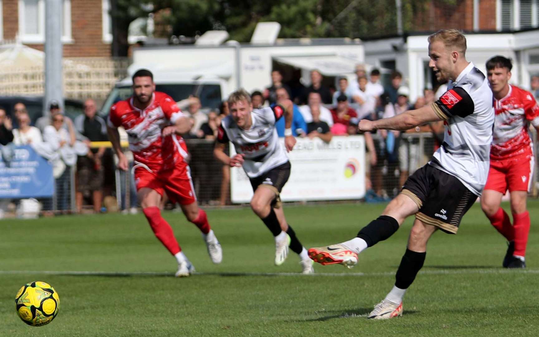 Deal defender Jack Paxman misses his first-half penalty. Picture: Paul Willmott