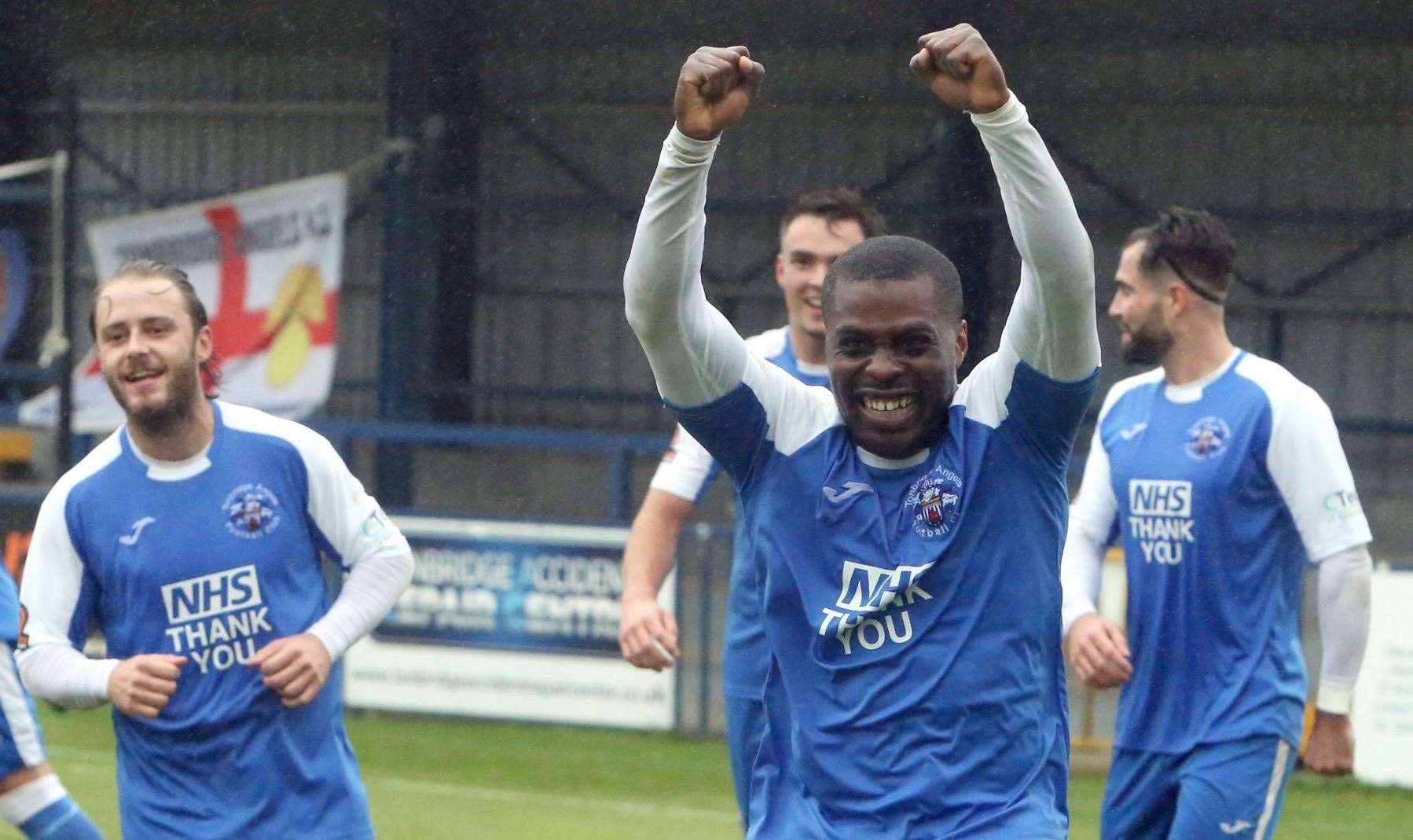 Alex Akrofi celebrates scoring for Tonbridge in their FA Cup Fourth Qualifying Round win over Taunton. Picture: Dave Couldridge (42844496)