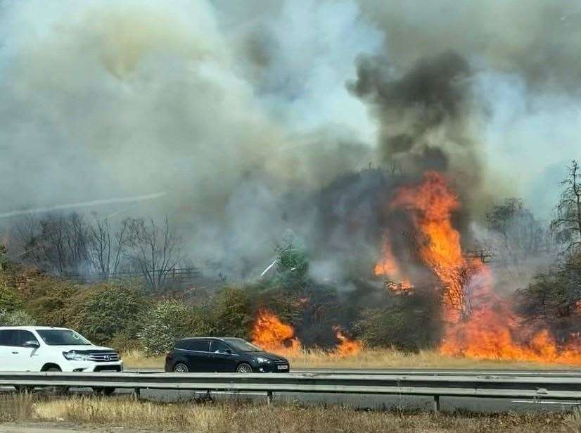 A blaze on Dartford Heath next to the A2. Photo: David Wilson