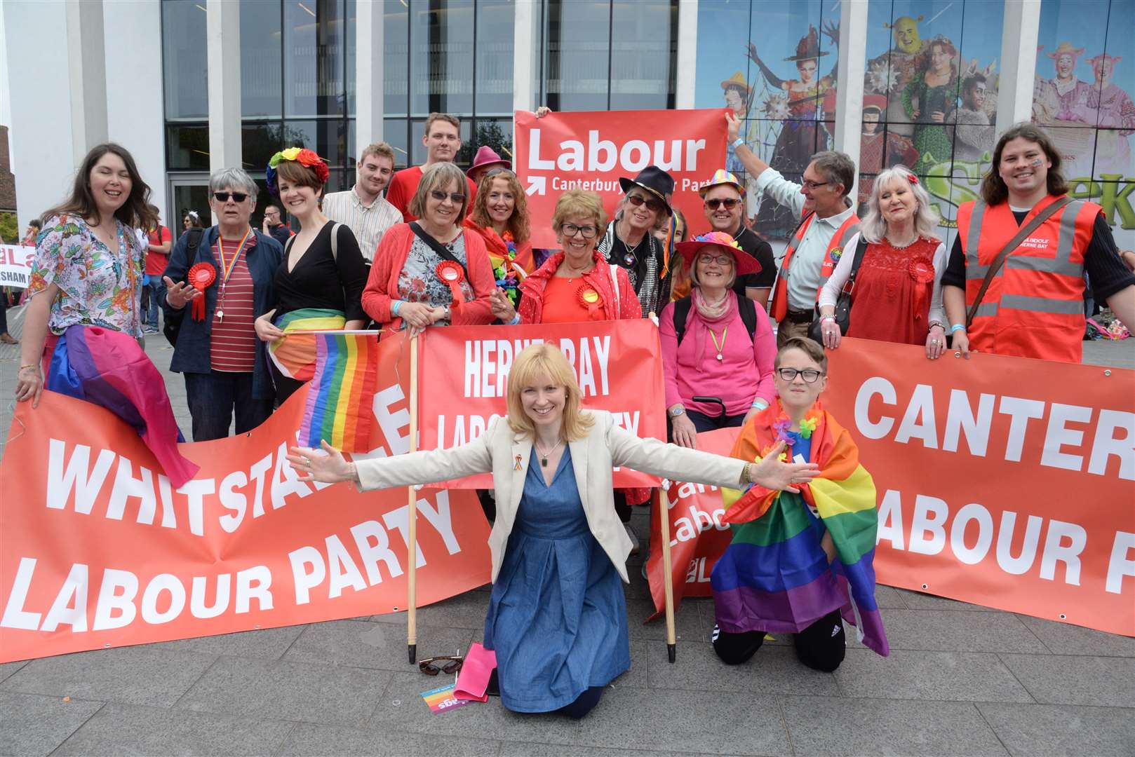 Rosie Duffield MP and local Labour groups at the Pride march last year