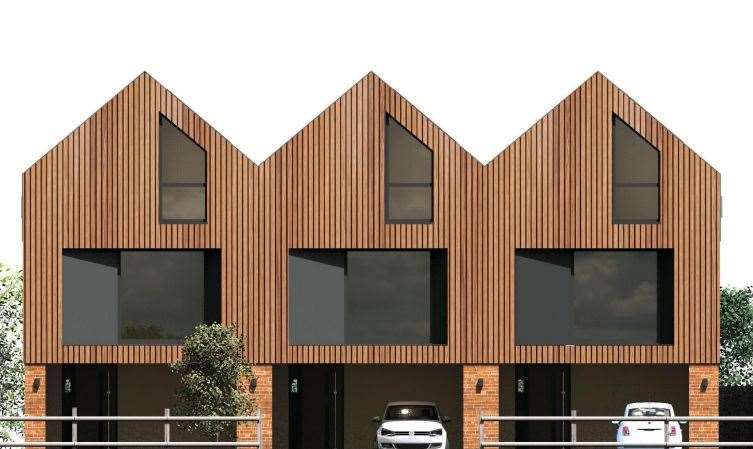 Three of the seven planned homes which are said to use 85% less energy. Picture: One Architecture