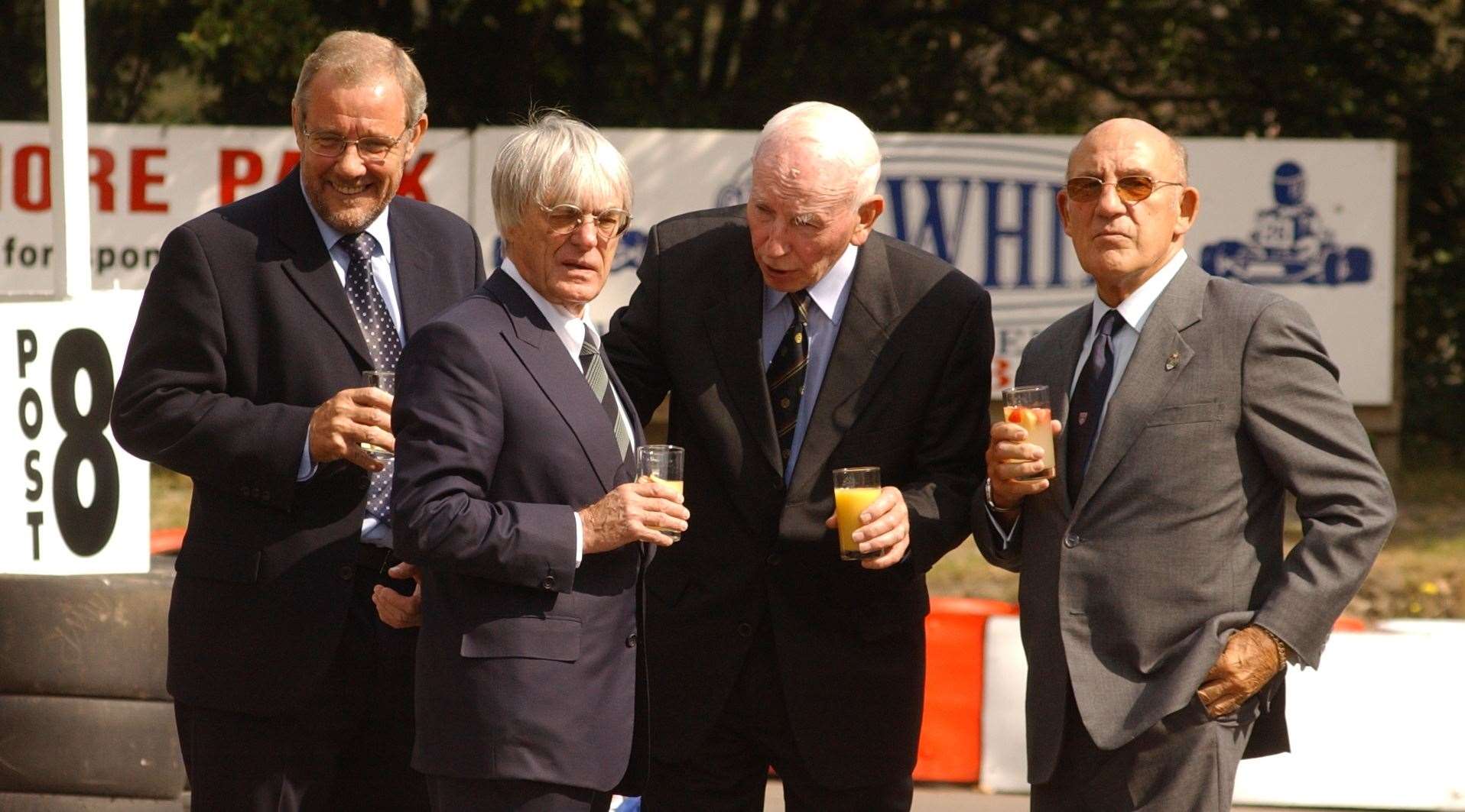 Former ITV F1 presenter Jim Rosenthal joined Ecclestone, Surtees and Moss at Buckmore in September 2003. Picture: Jim Rantell