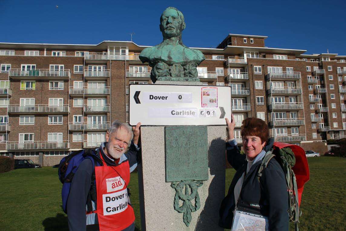 The Eckersley's on Dover's seafront before their trek