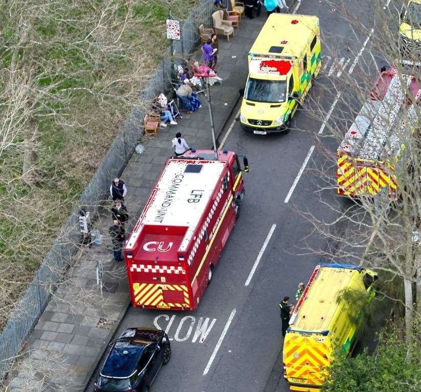 Ambulance and fire crews were called to Woolwich Road, Bexleyheath, after a fire broke out inside a care home. Picture: UKNIP