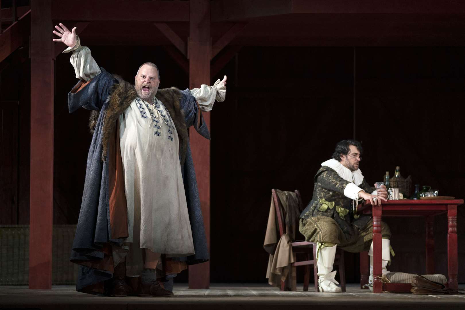 The cast of Scottish Opera’s Falstaff during a dress rehearsal of the show at the Festival Theatre, Edinburgh, in August (Jane Barlow/PA)