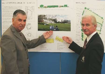 Colin Creed, managing director of Hillreed Homes, with Paul Millman, chief executive of Kent County Cricket Club