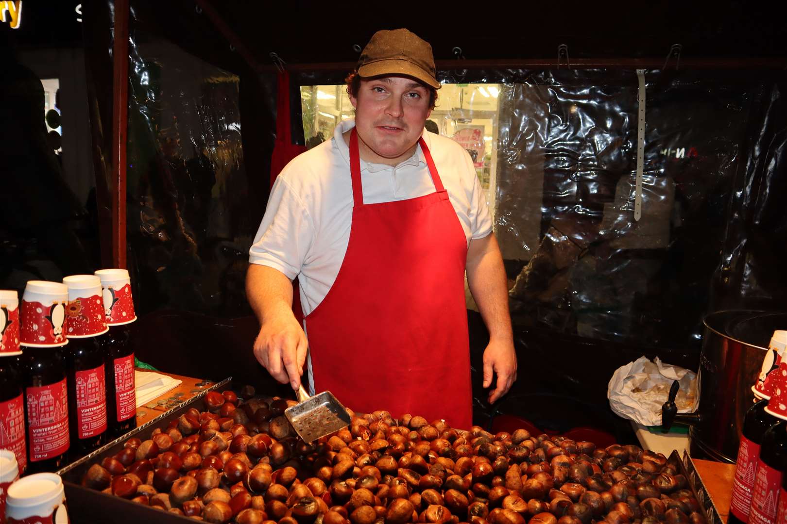Tom was doing a roaring trade selling hot roasted chestnuts at the Sittingbourne Christmas lights switch-on. Picture: John Nurden (53228998)