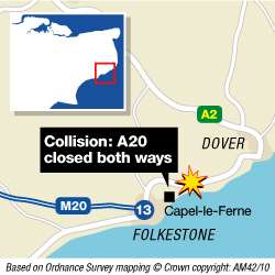 Locator for closed A20 near Capel