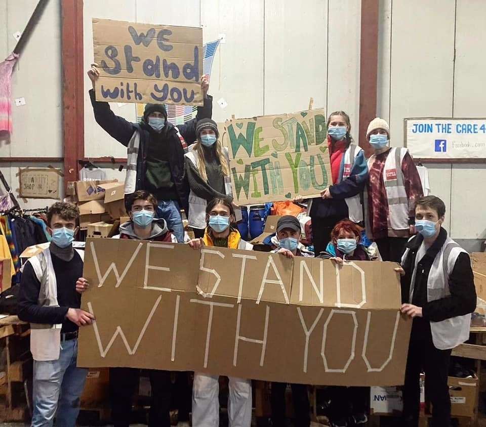 People showing their support for the people living at Napier. Picture: Care4Calais Facebook