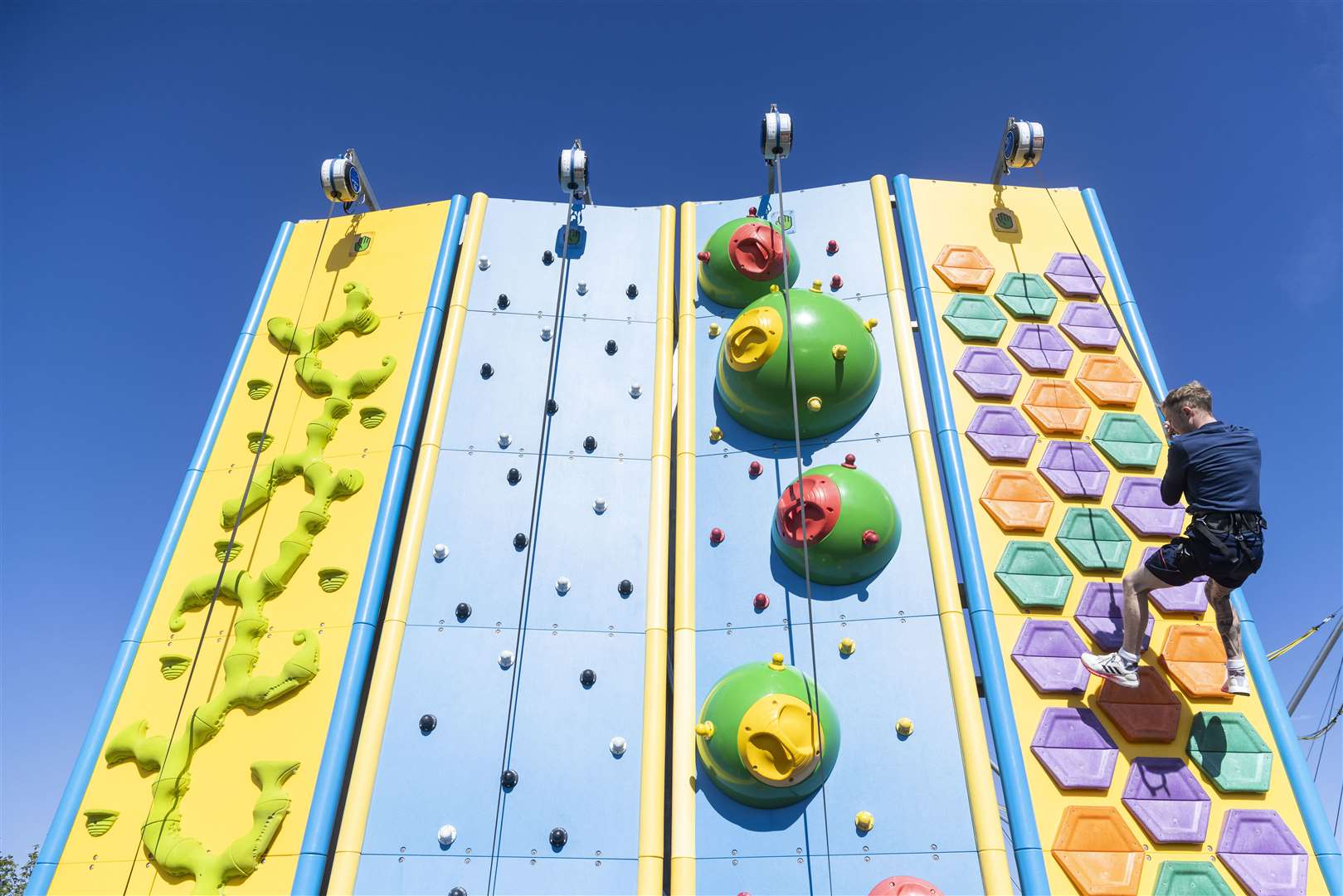 A climbing wall features in the new family adventure area at Allhallows Holiday Park. Picture: Haven