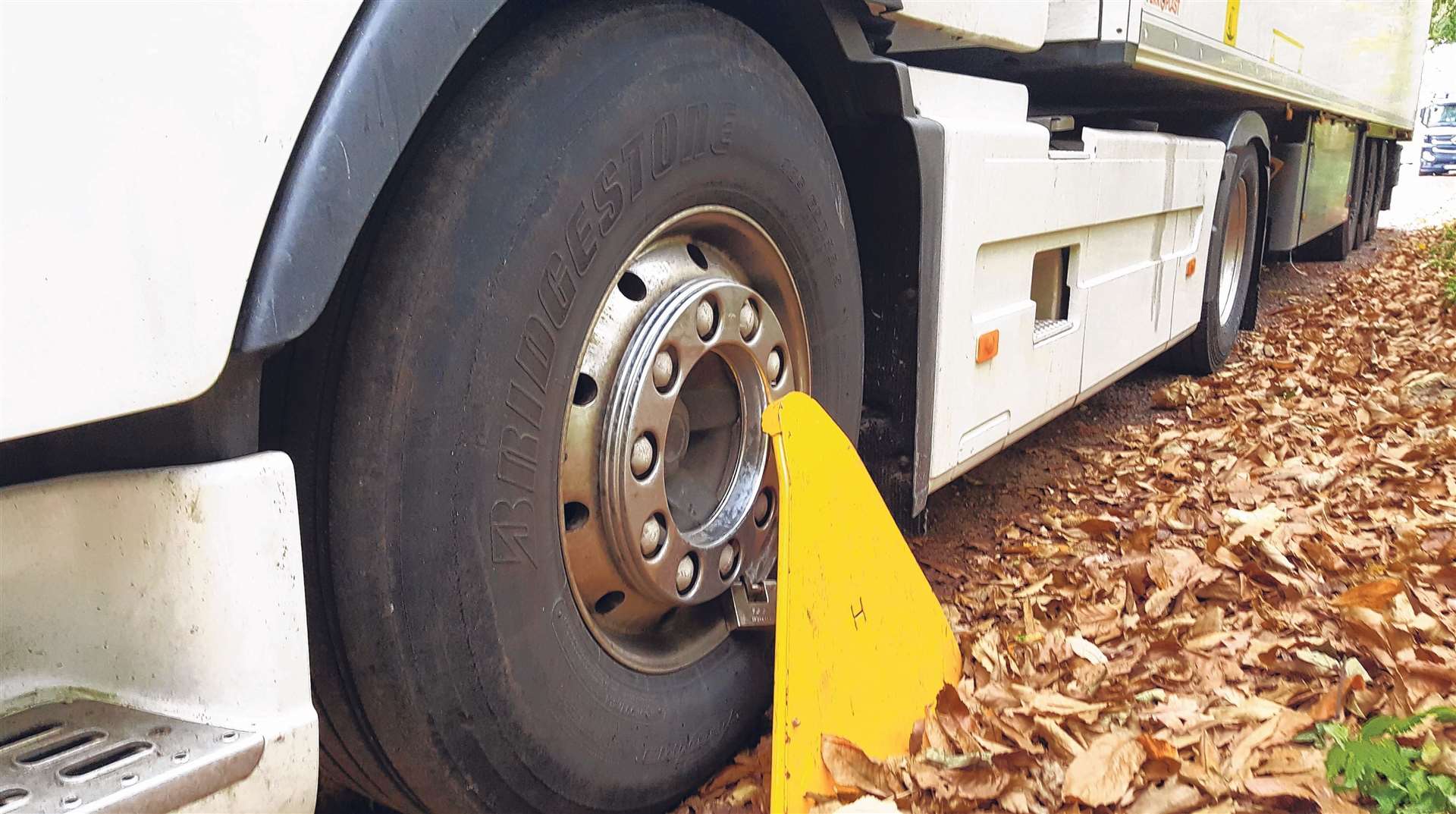 A lorry clamped in a lay-by off the A20 near Ashford after falling foul of the restrictions