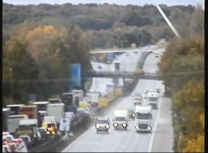 Flooding on the M20 in Ashford saw two lanes closed on the coastbound carriageway yesterday. Picture: National Highways