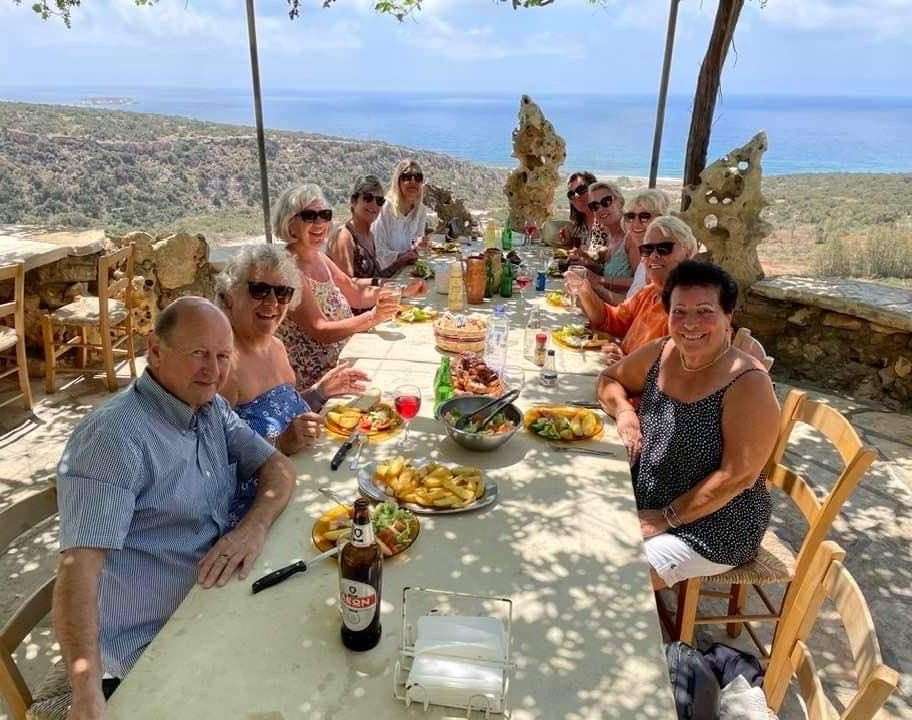 Wendy Shaw, second from left, and Pat Lawrence, third from left, on their holiday in Cyprus. Picture: Wendy Shaw