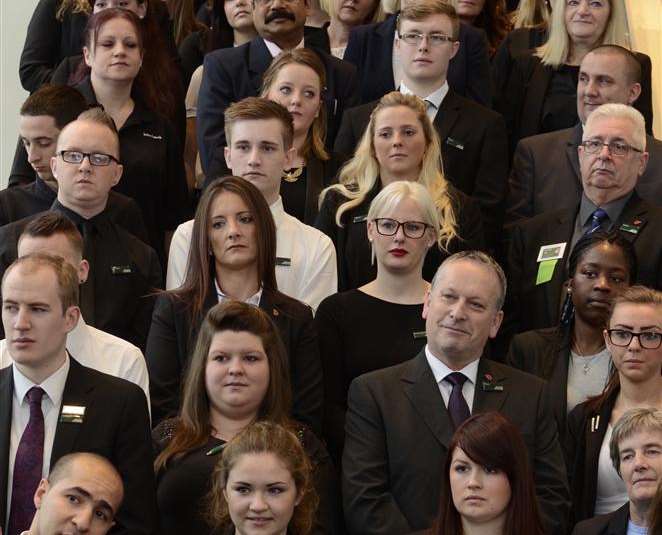 Staff get ready for the first customers John Lewis opening day