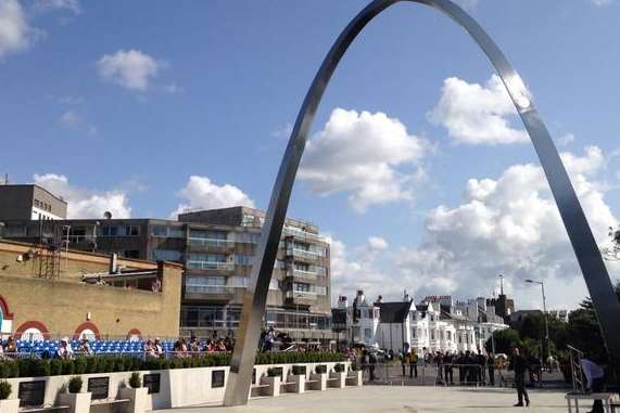 The arch ahead of the royal visit by Prince Harry to mark the start of the First World War