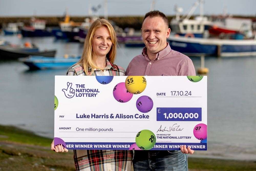 Luke Harris and Alison Coke won £1 million on a National Lottery scratchcard in Folkestone. Picture: Allwyn