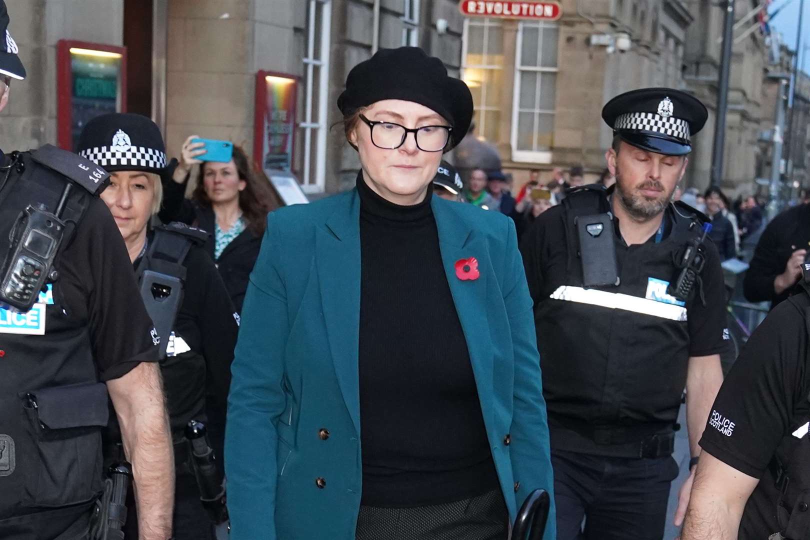 The man’s wife, Miranda Knight, leaves court after giving evidence (Jane Barlow/PA)