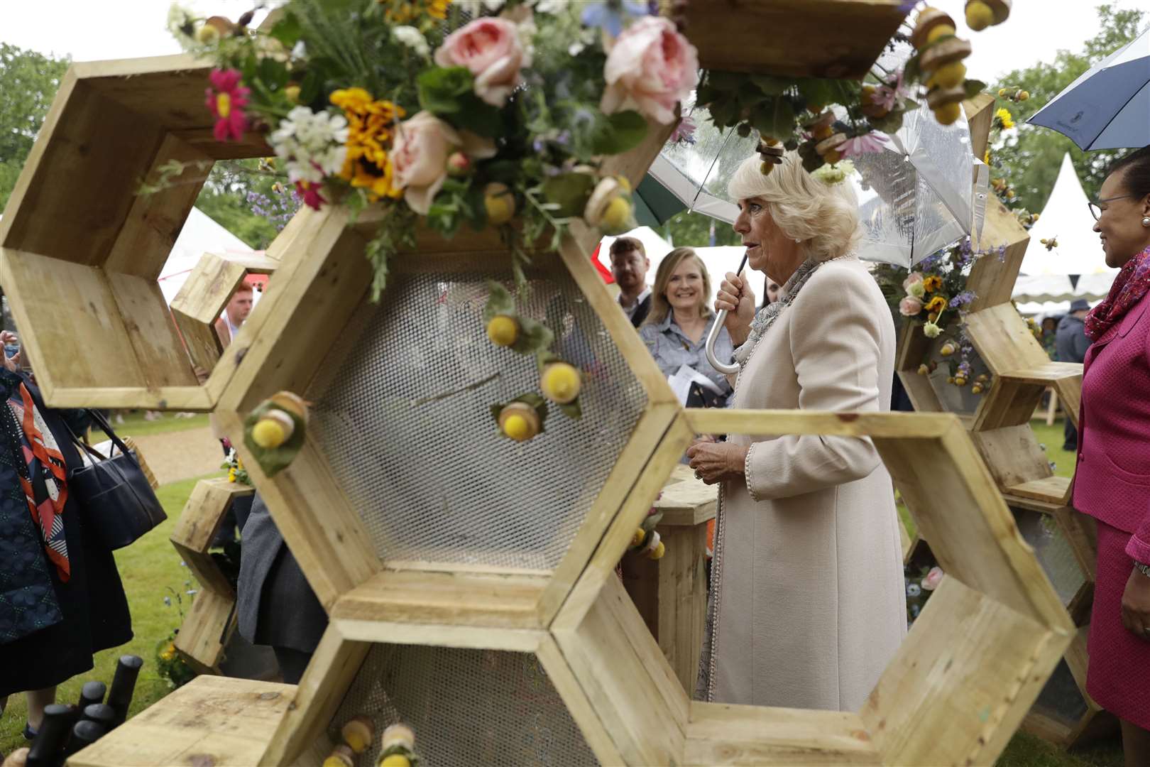 The Duchess of Cornwall at the Bees for Development biennial Bee Garden Party at Marlborough House in 2019 (Matt Dunham/PA)