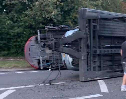 Officers attended the scene on the A20 near Farningham. Picture: Ben Slipper