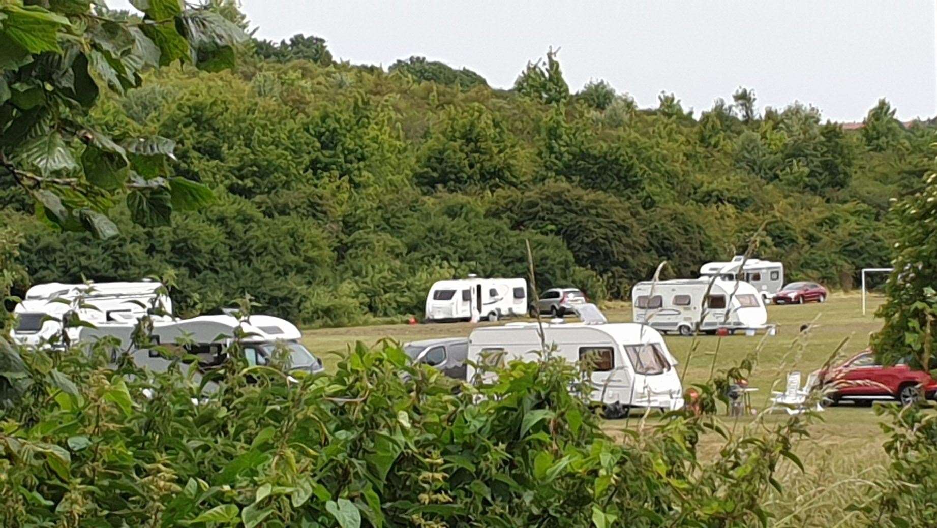 Travellers at Barnfield Recreation Ground in Chatham
