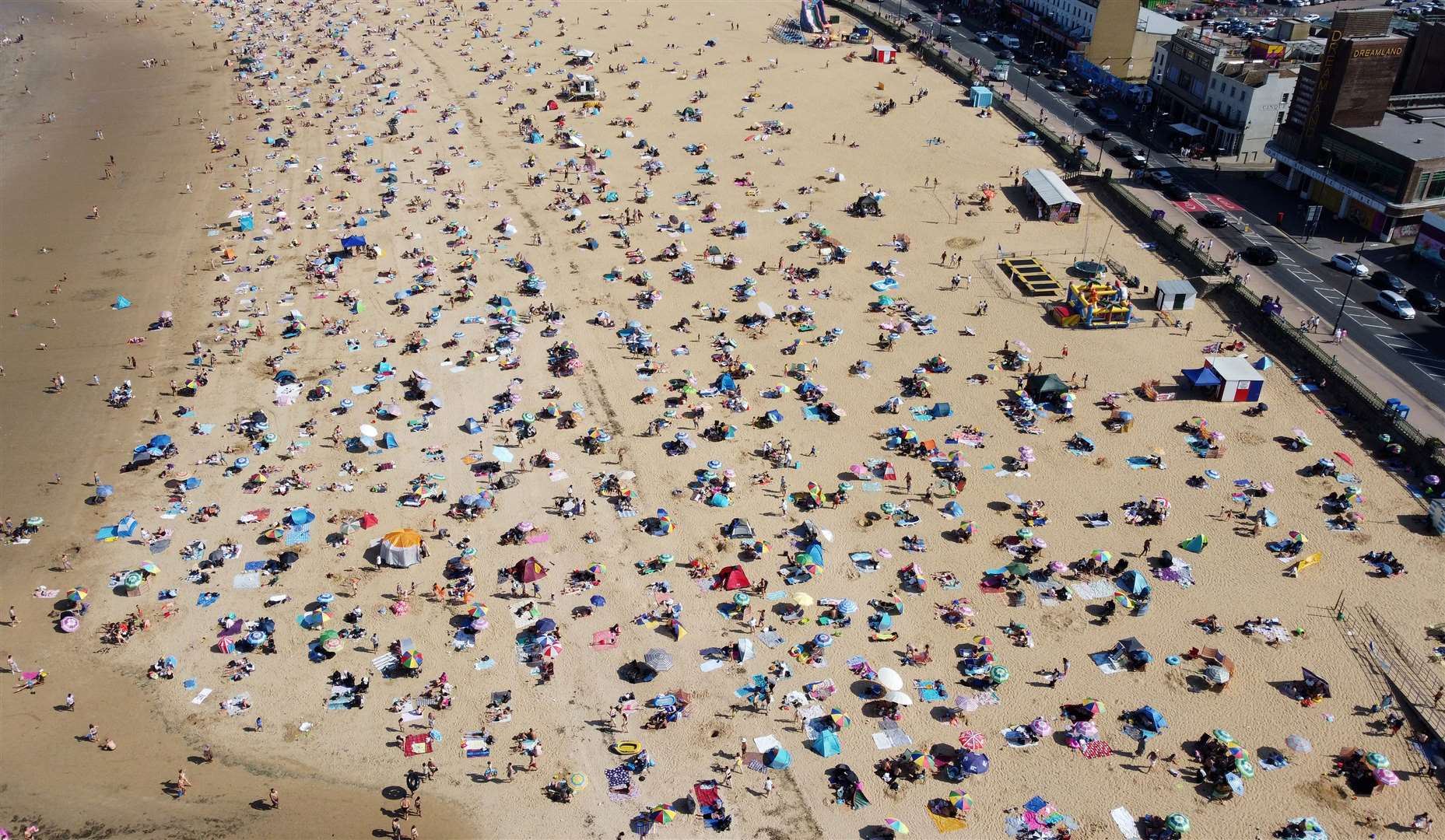 A view of a busy beach in Margate, Kent during a heatwave (Gareth Fuller/PA)