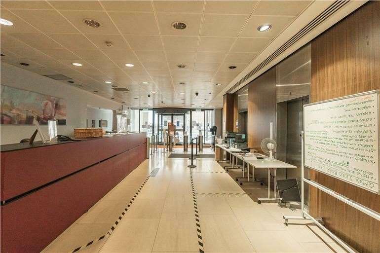 The sweeping reception area in the former Saga building in Folkestone