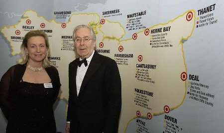 Mervyn King with Geraldine Allinson, chairman of the Kent Messenger Group, who welcomed him to the event. Picture: PAUL DENNIS