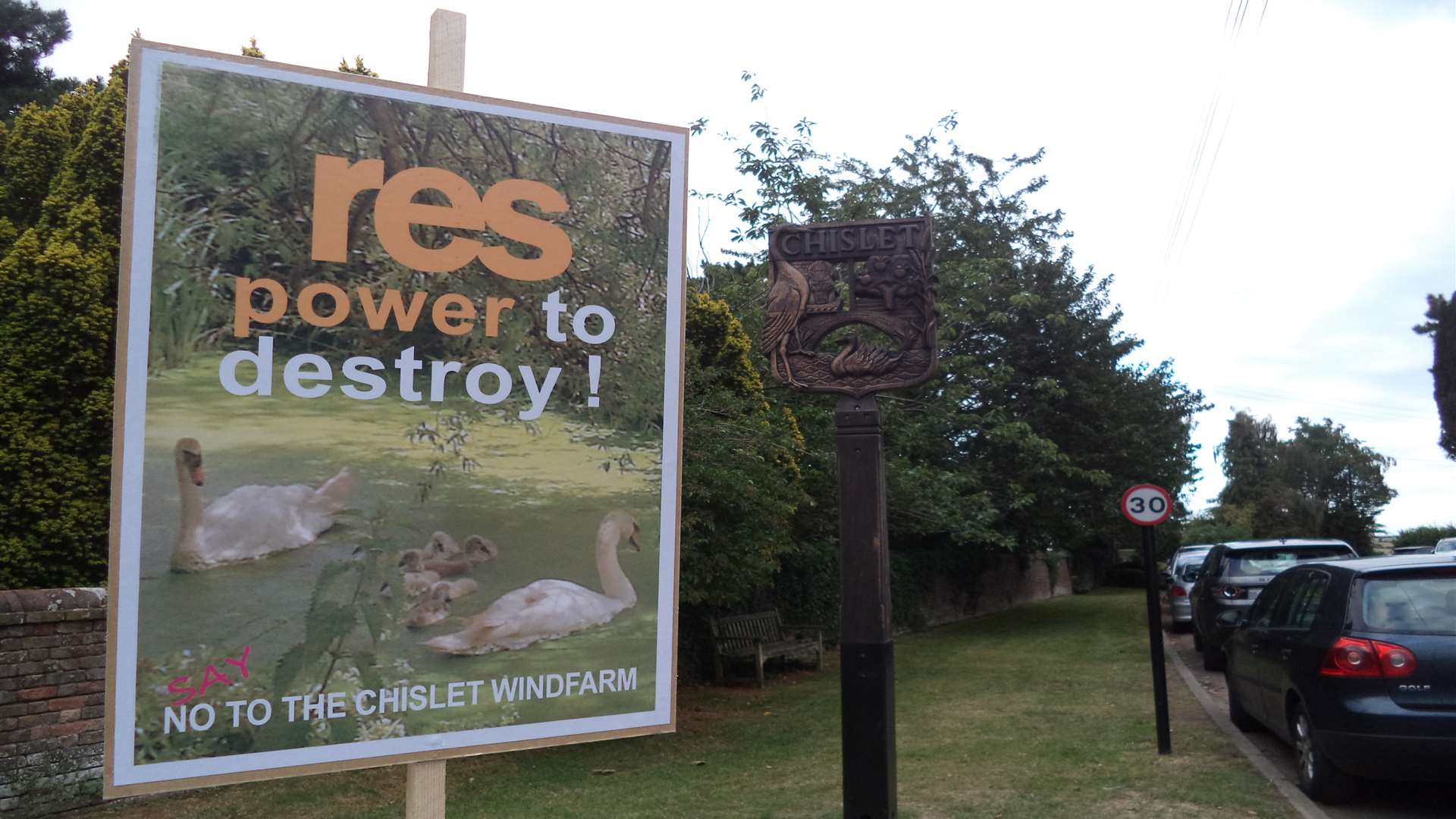 A protest placard in Chislet