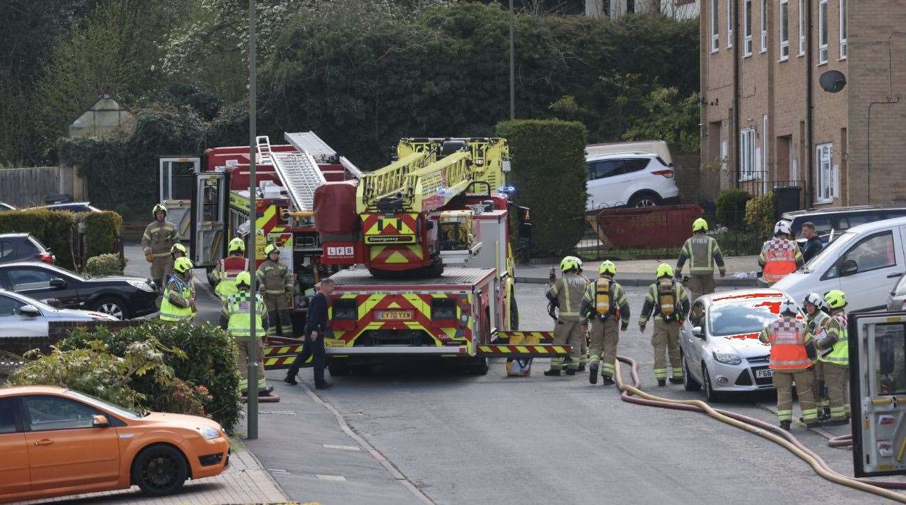 Fire crews and police at the scene of a house fire in Biggin Hill Bromley. Picture: UKNIP