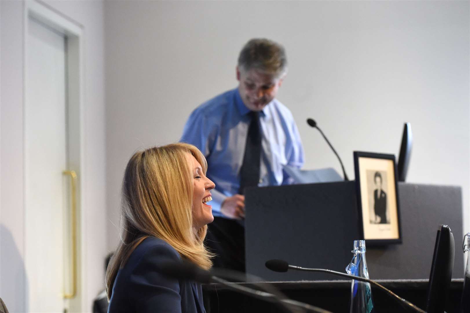 Philip Davies with Esther McVey (David Mirzoeff/PA)