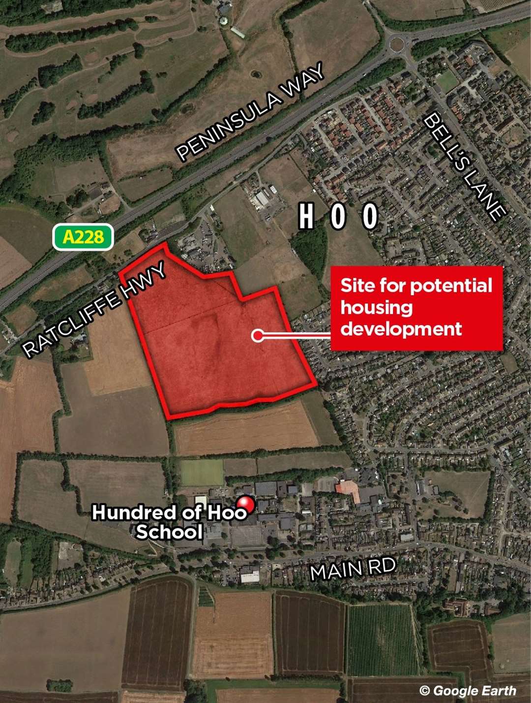 The proposed development would see 240 homes built in Hoo