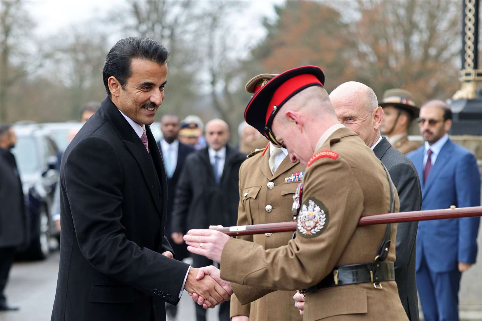 The Emir visited Sandhurst, which he attended as an officer cadet in the 1990s, before his meeting in Downing Street (Chris Jackson/PA)