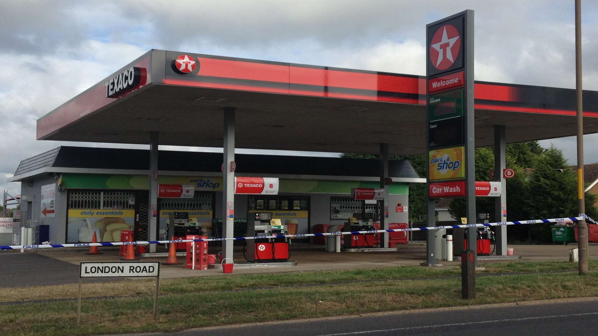 A police cordon around the Texaco garage in West Kingsdown