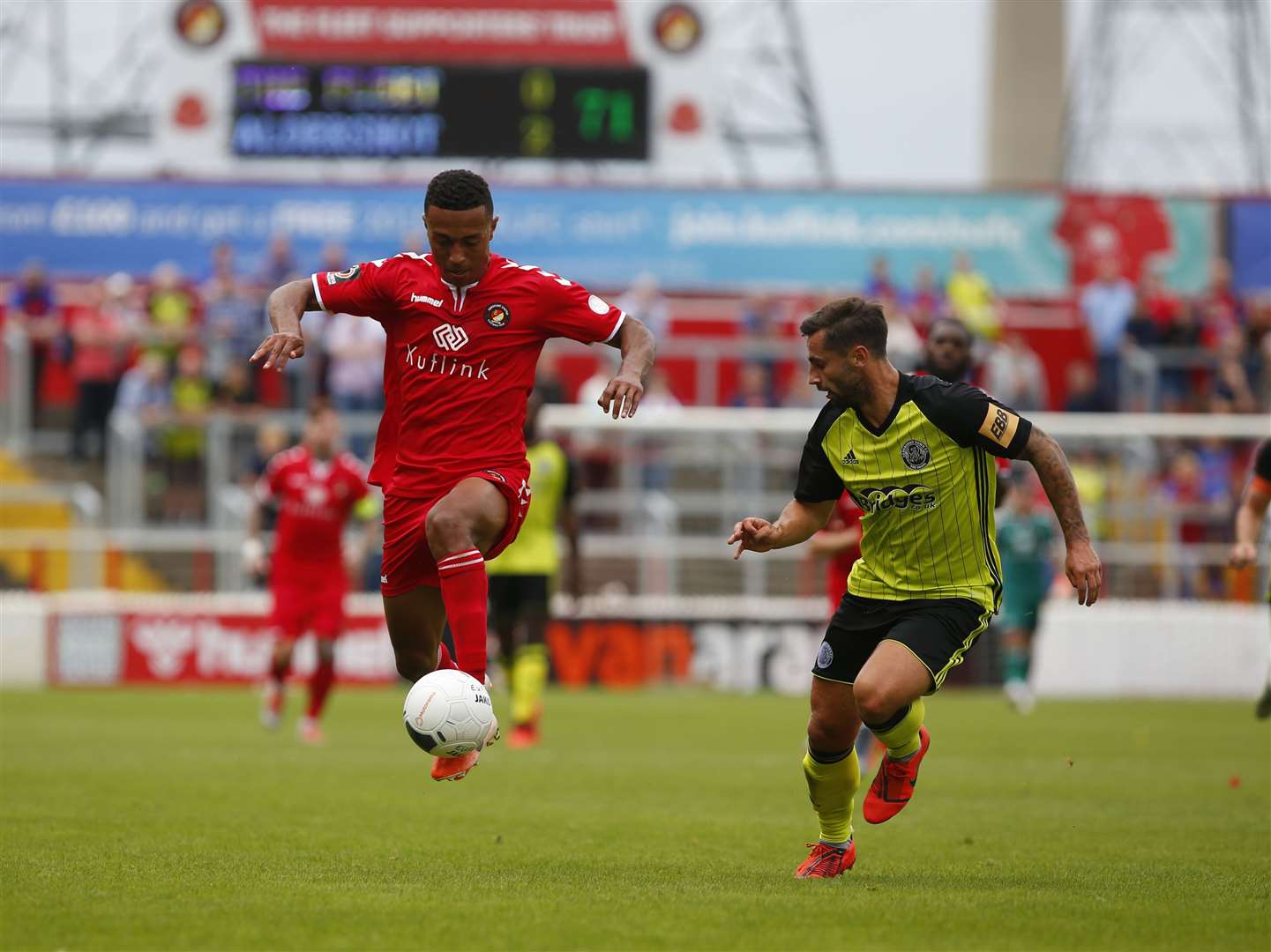 Alex Reid looks to make something happen after coming on for his debut Picture: Andy Jones