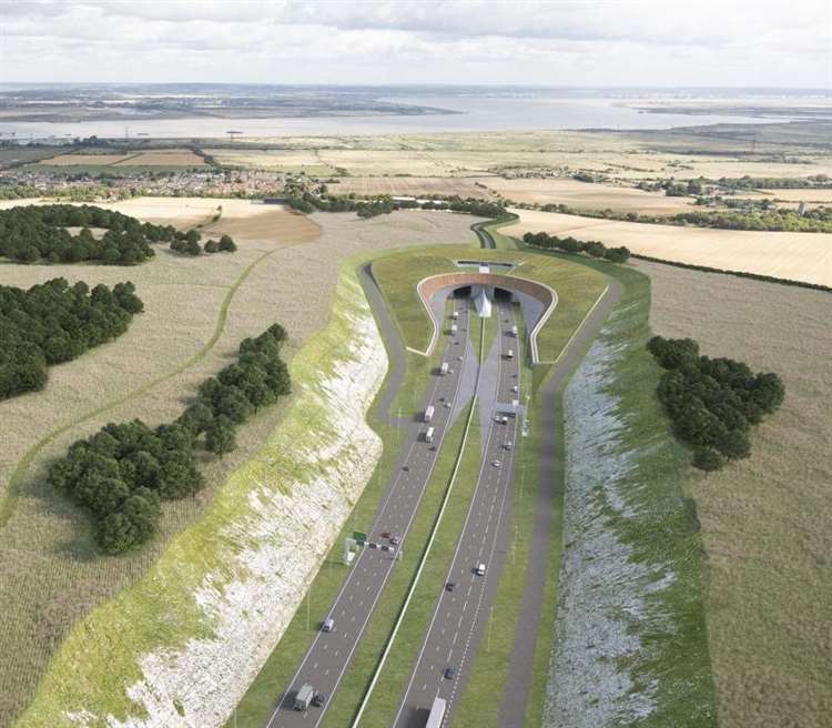 The southern entrance to the Lower Thames Crossing, in Kent