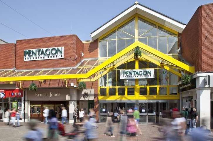 Pentagon Shopping Centre in Chatham. Stock picture