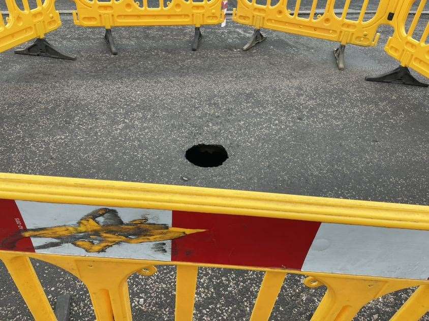 The ominous hole in the surface of Gladstone Road, Maidstone