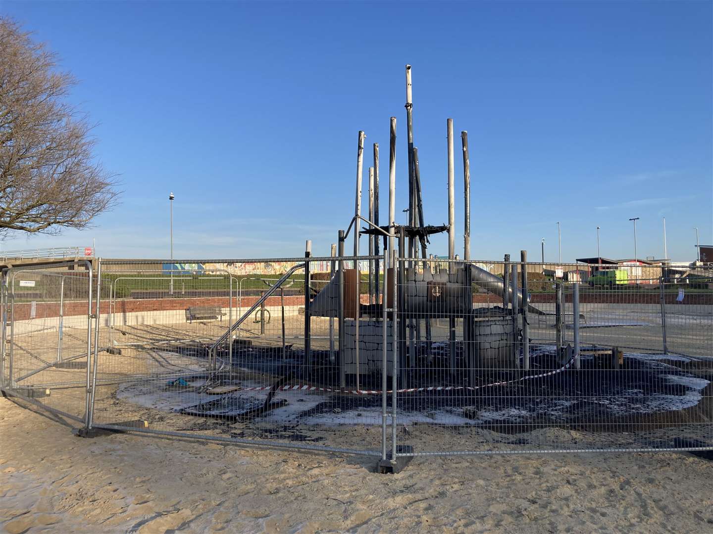 Remains of the castle slide after the fire in Beachfields, Sheerness. Pic: John Nuden (61382620)