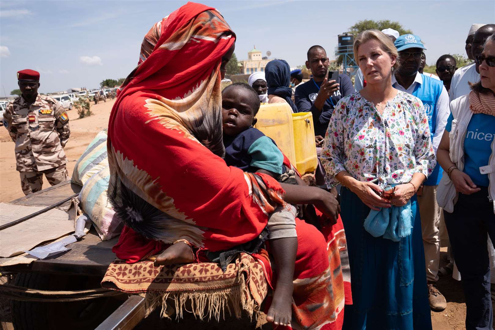 Sophie during a visit to Chad in central Africa where she met refugees crossing the border from Sudan (Stefan Rousseau/PA)