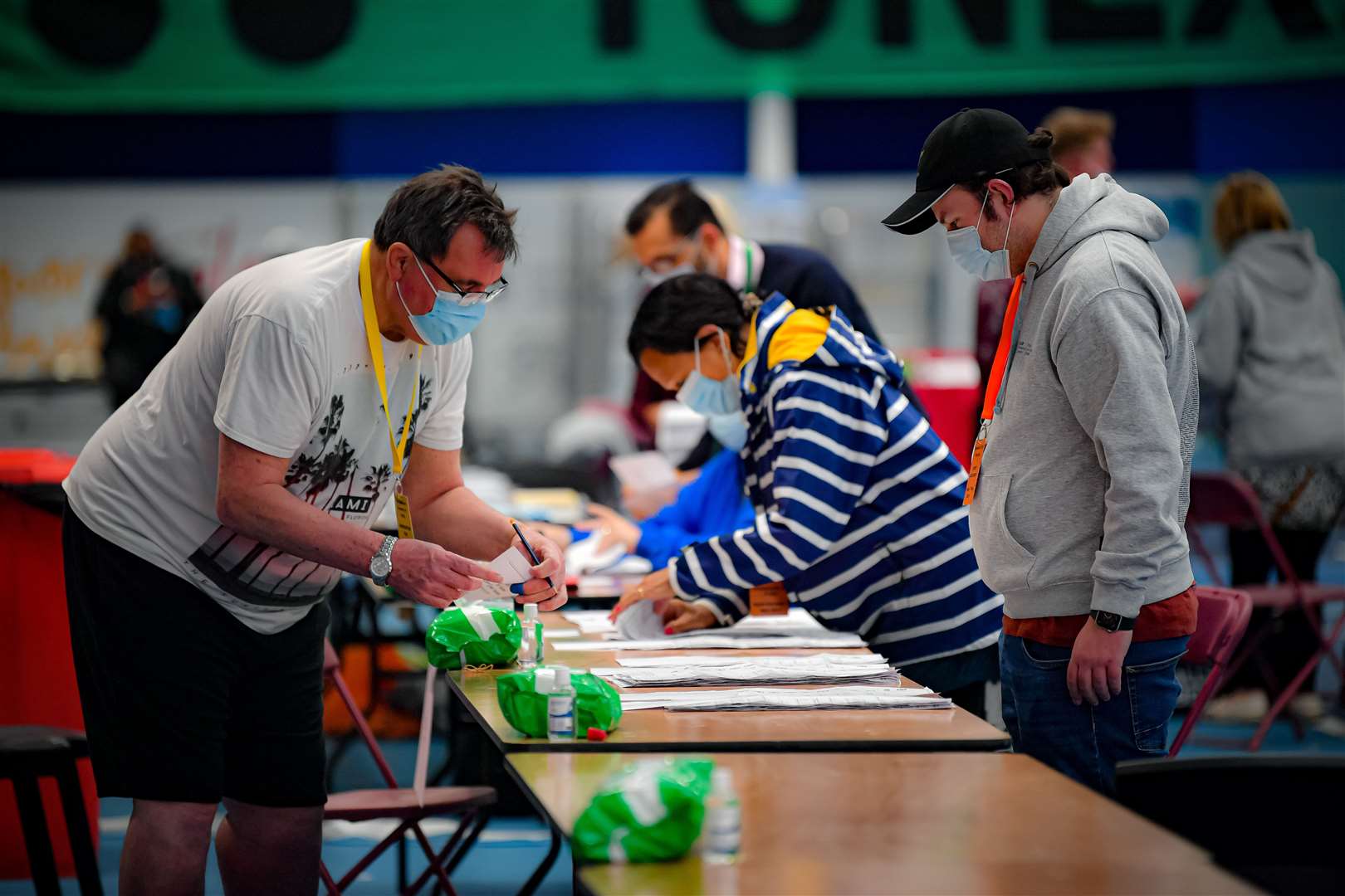 Counting in the Welsh Senedd elections at the Cardiff City House of Sport (Ben Birchall/PA)