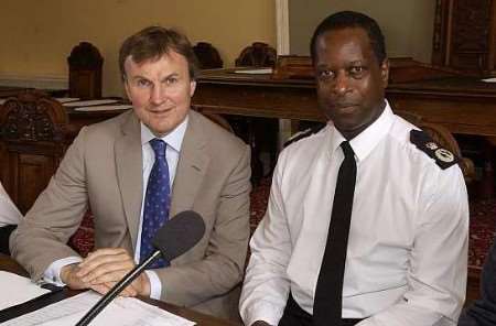 Kent chief constable Mike Fuller (right) with MP Archie Norman after the meeting. Picture: JOHN WARDLEY