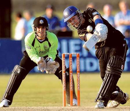 Martin van Jaarsveld on his way to a top score for Kent of 82