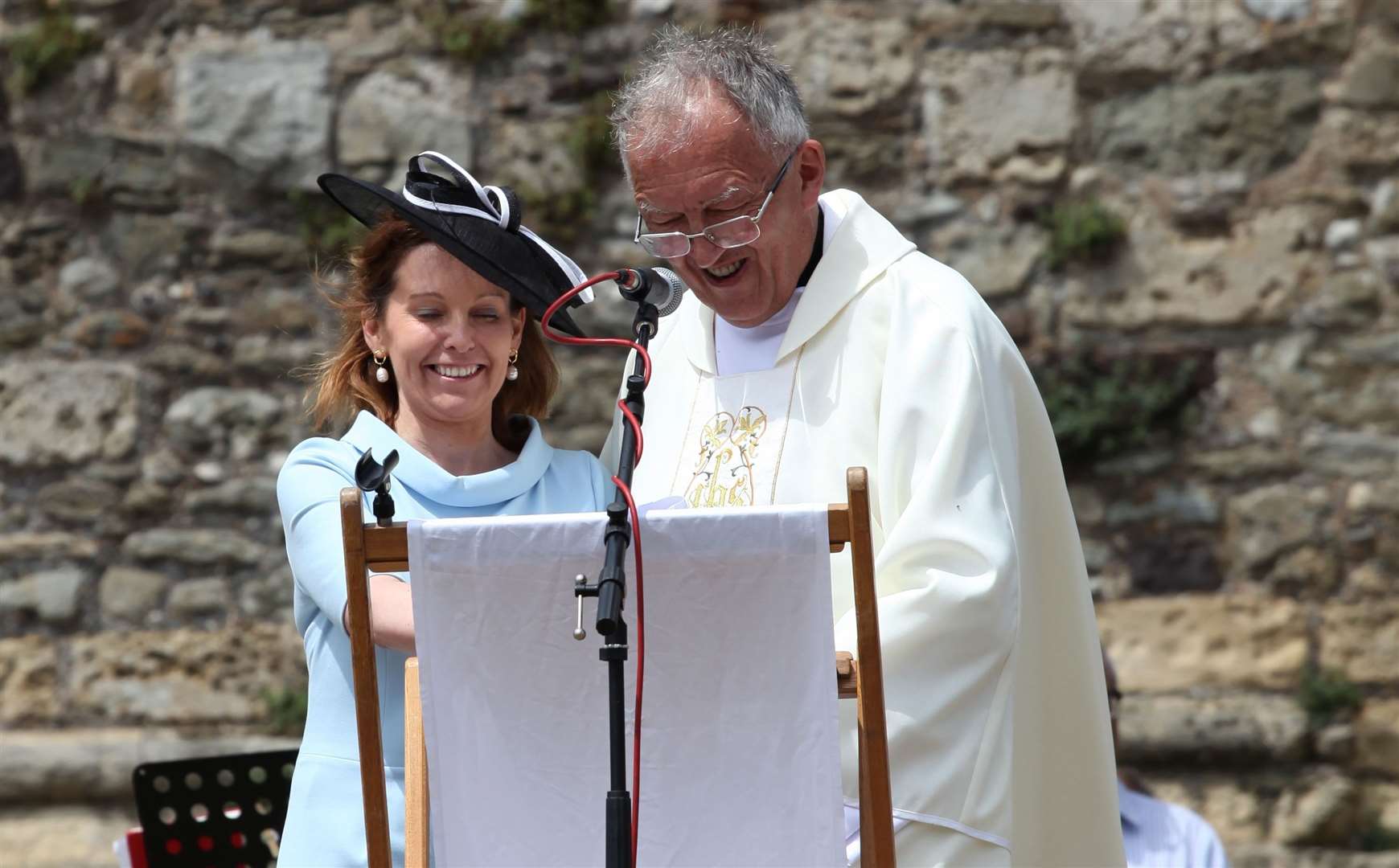 Natalie Elphicke wth Fr Cridland. Picture: Marie McMonagle