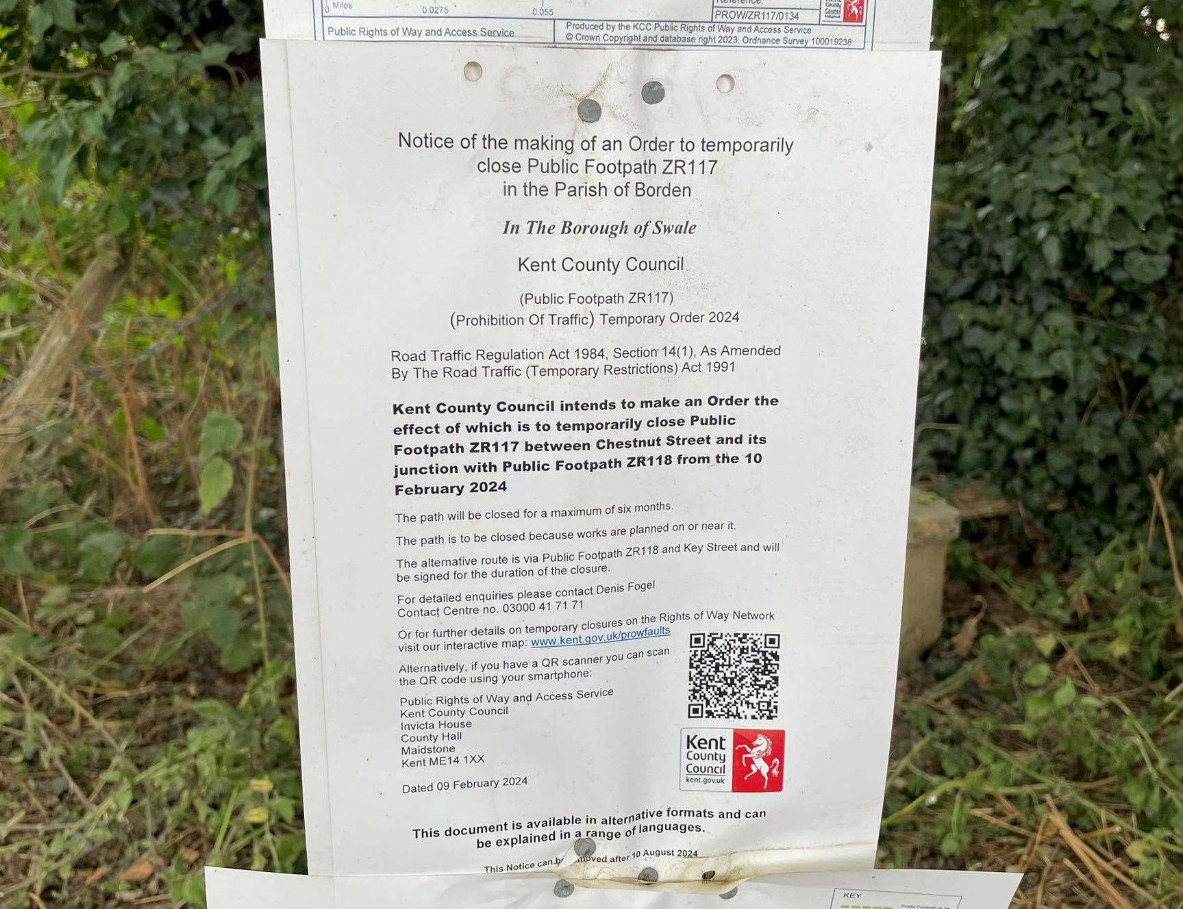 The closure order notice posted outside the Manor Farm, Borden, development. Picture: Joe Crossley