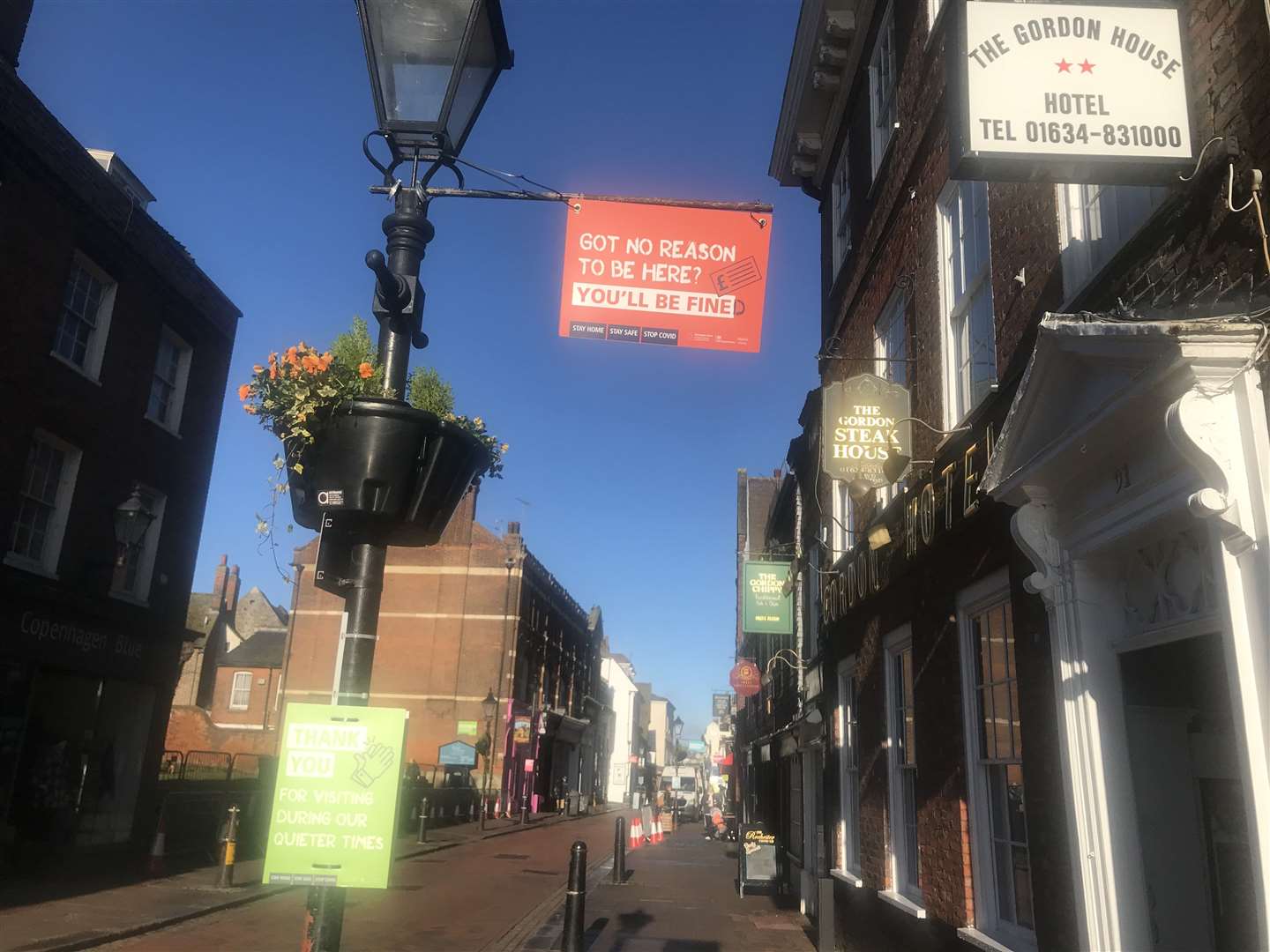 Medway Council have been placing posters and signs along Rochester High Street urging people to stay at home