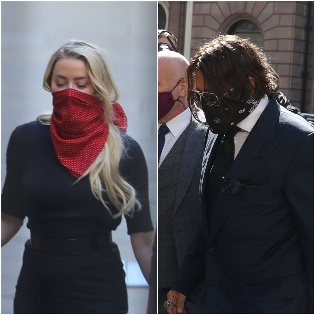 Amber Heard and Johnny Depp outside court (PA)